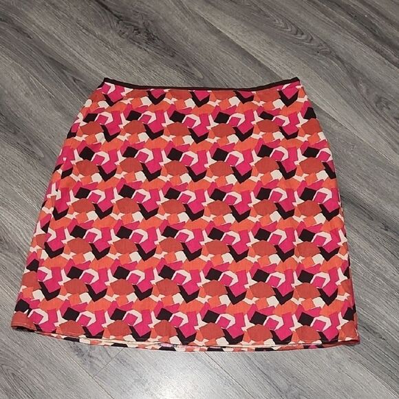 Cato Linen Blend Lined Bright Geometric Skirt - Picture 1 of 7